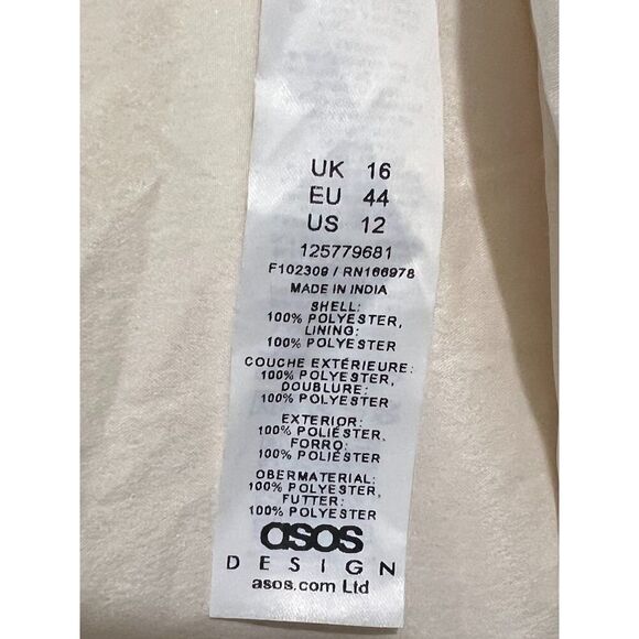 ASOS Design Cream Chiffon Maxi Dress US12 Pleated Balloon Sleeves, Open Back - Picture 5 of 7